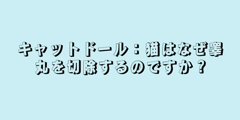 キャットドール：猫はなぜ睾丸を切除するのですか？