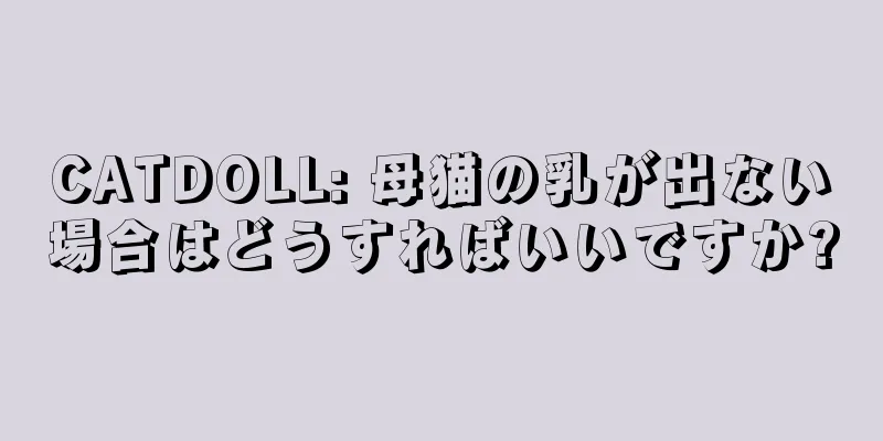CATDOLL: 母猫の乳が出ない場合はどうすればいいですか?