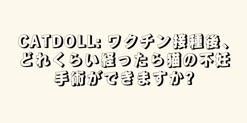 CATDOLL: ワクチン接種後、どれくらい経ったら猫の不妊手術ができますか?