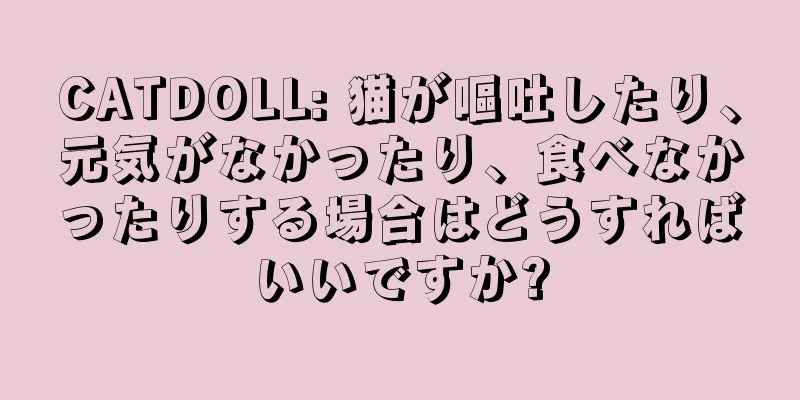 CATDOLL: 猫が嘔吐したり、元気がなかったり、食べなかったりする場合はどうすればいいですか?